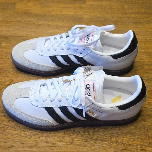 Adidas Samba White and Black Leather Classic Sneakers 8M 9W NWT (IH6001) - Picture 3 of 11